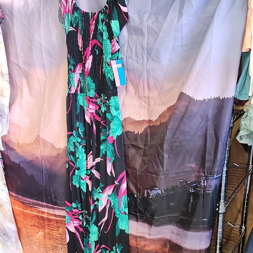 Nwt Floral Maxi Dress - Black and Pink Large/ Xl
